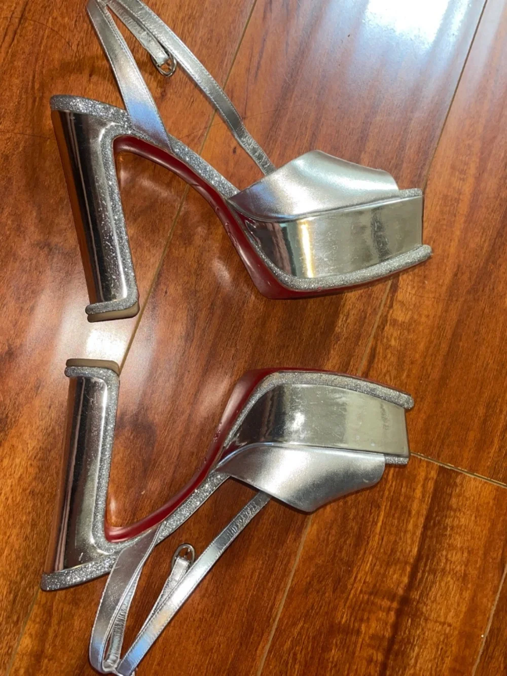 Christian louboutin silver platforms size 39